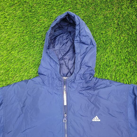 Vintage 90s ADIDAS Hooded Windbreaker Zip Jacket Large 36x27 Boxy Baggy - Picture 10 of 16
